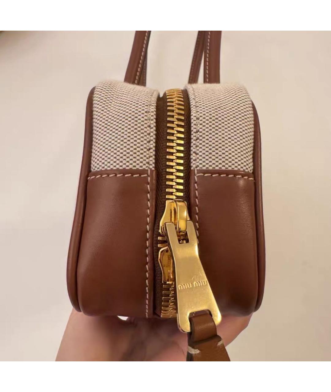 MIU MIU Бежевая тканевая сумка через плечо, фото 4
