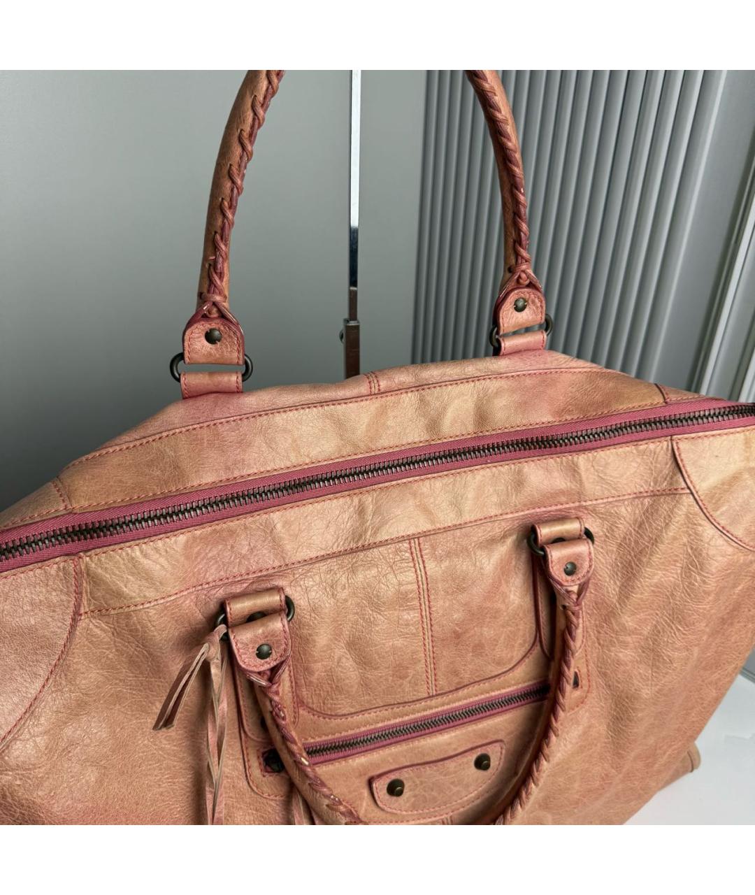 BALENCIAGA Розовая кожаная сумка тоут, фото 3