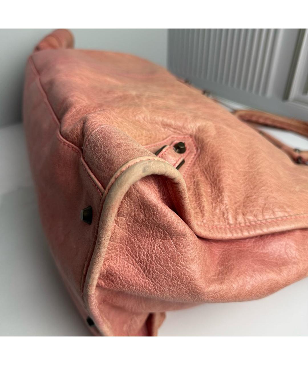 BALENCIAGA Розовая кожаная сумка тоут, фото 5