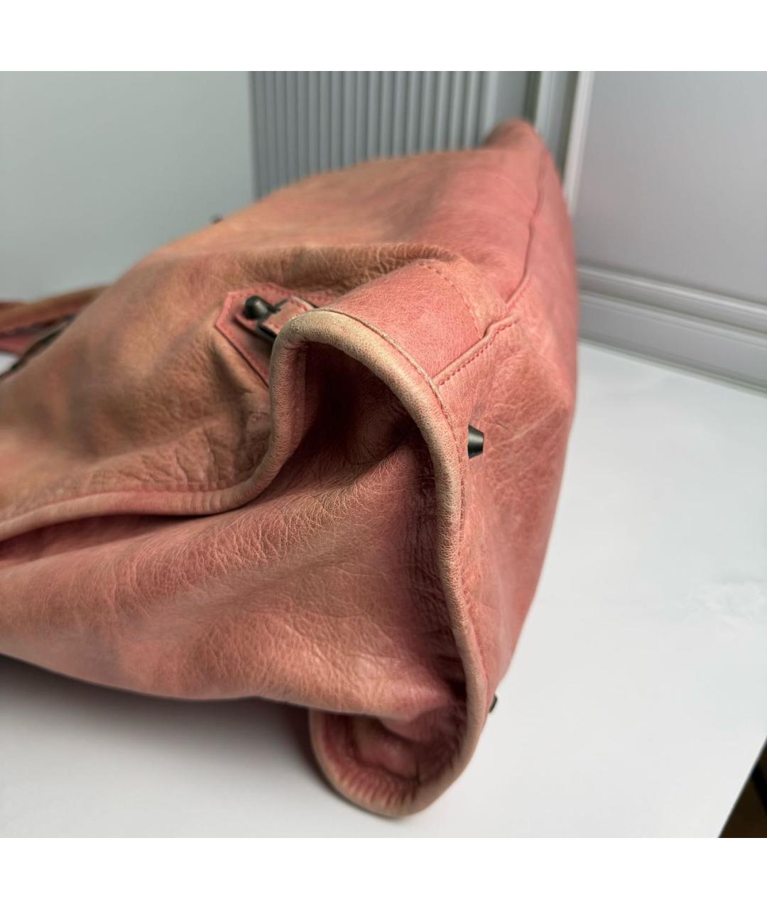 BALENCIAGA Розовая кожаная сумка тоут, фото 6