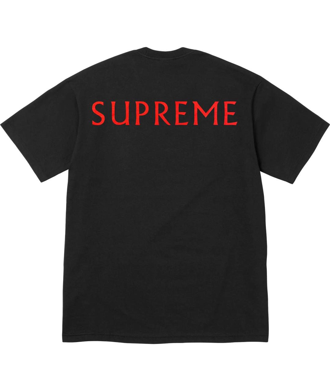 SUPREME Черная хлопковая футболка, фото 2
