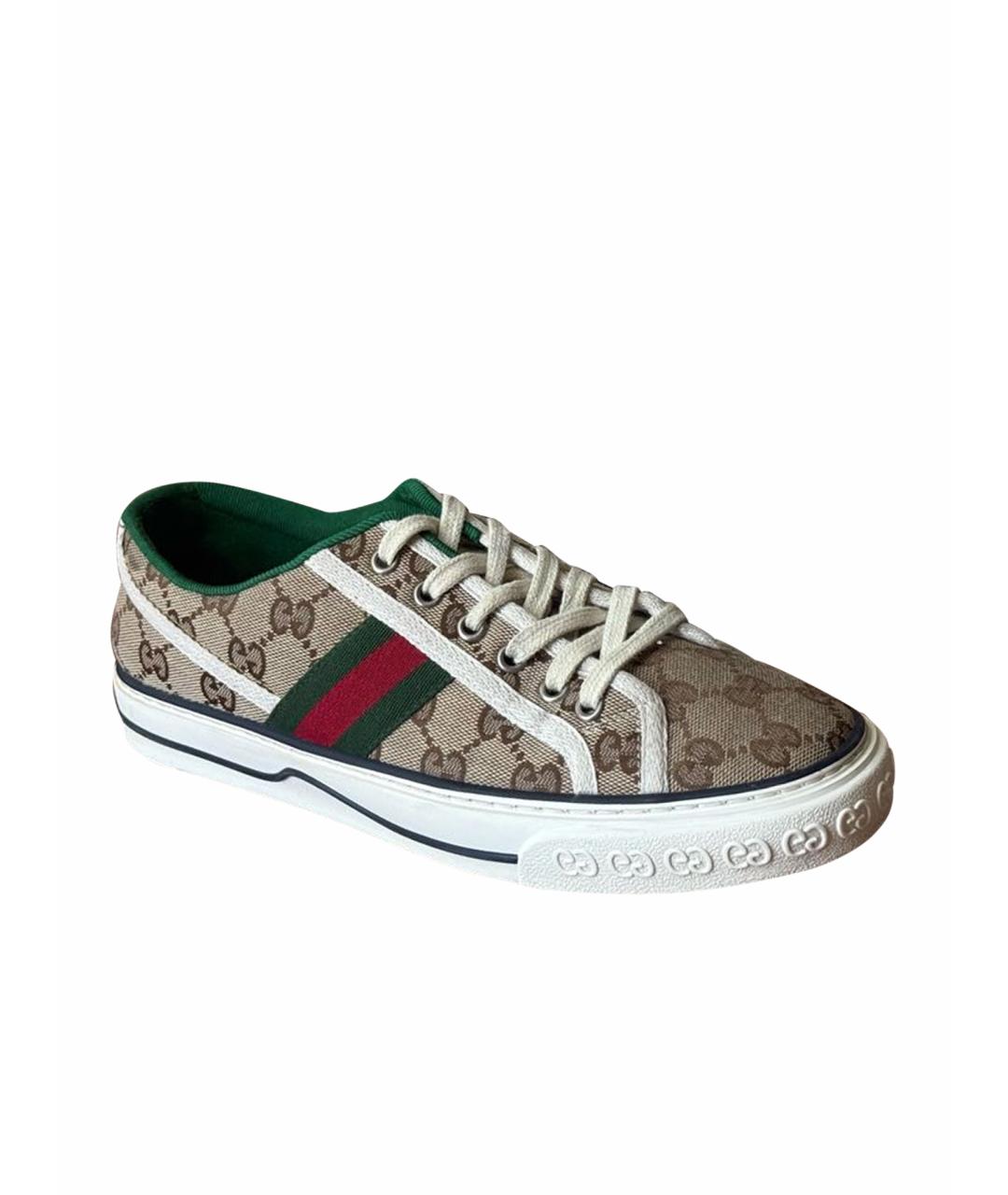 GUCCI Бежевые текстильные кеды, фото 1