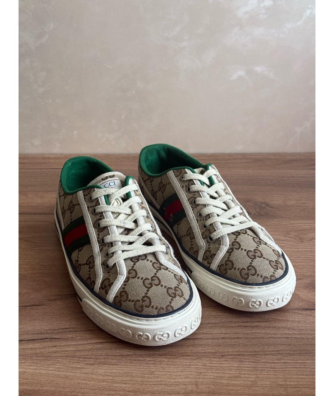 GUCCI Бежевые текстильные кеды, фото 2
