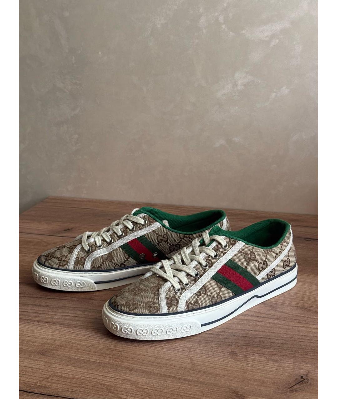 GUCCI Бежевые текстильные кеды, фото 4