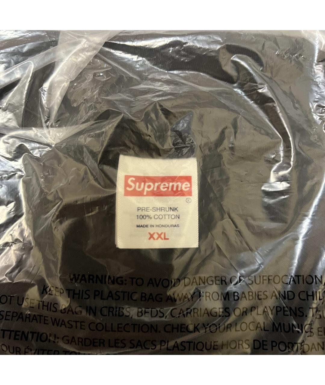 SUPREME Черная хлопковая футболка, фото 6