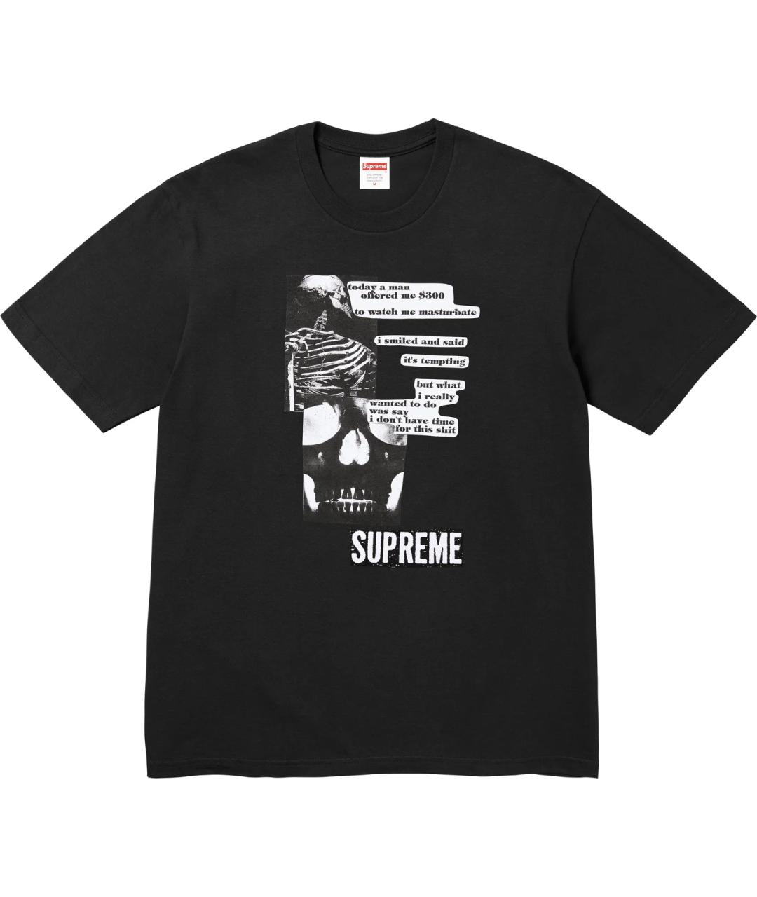 SUPREME Черная хлопковая футболка, фото 1