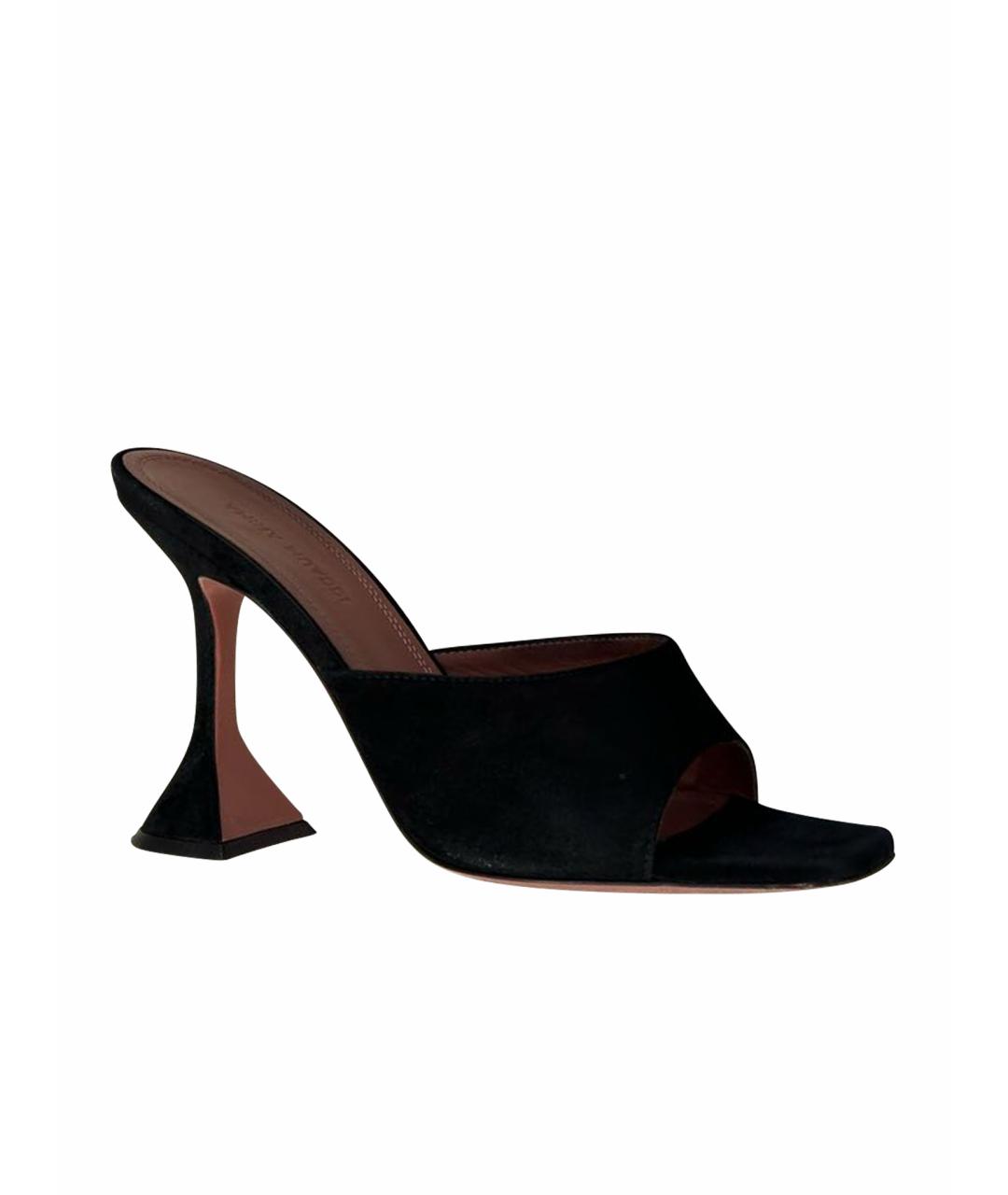 Amina Muaddi Черные замшевые босоножки, фото 1