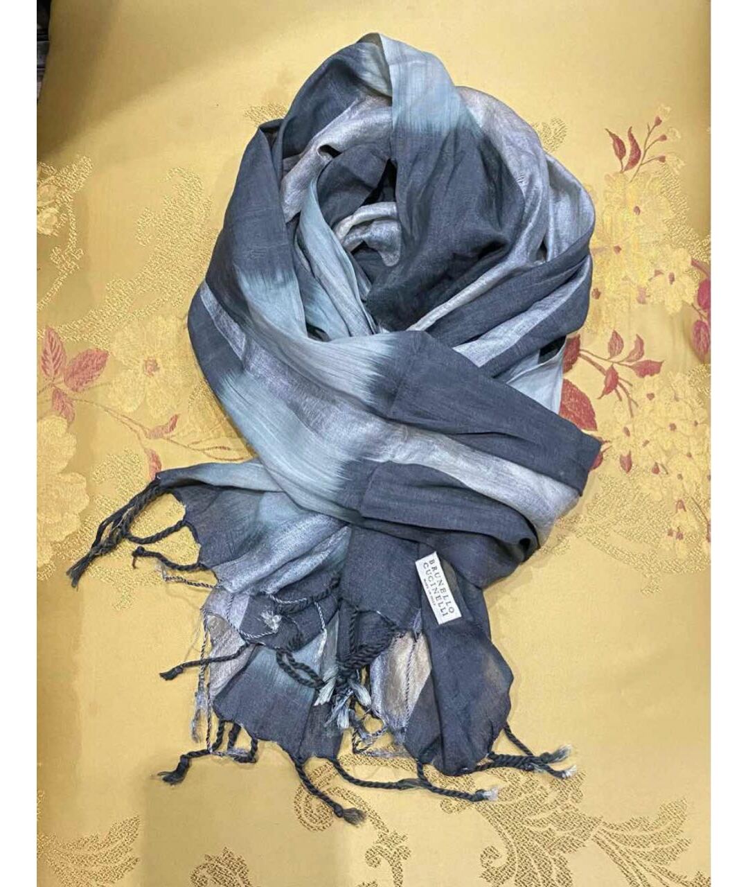 BRUNELLO CUCINELLI Антрацитовый шарф, фото 4