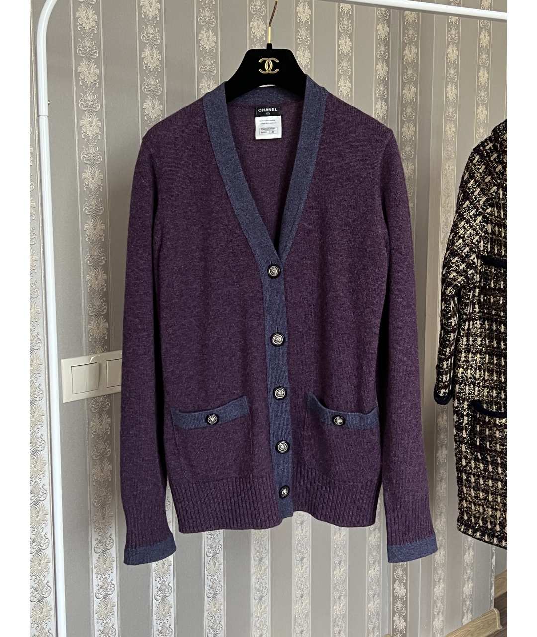 CHANEL PRE-OWNED Фиолетовый кашемировый жакет/пиджак, фото 8