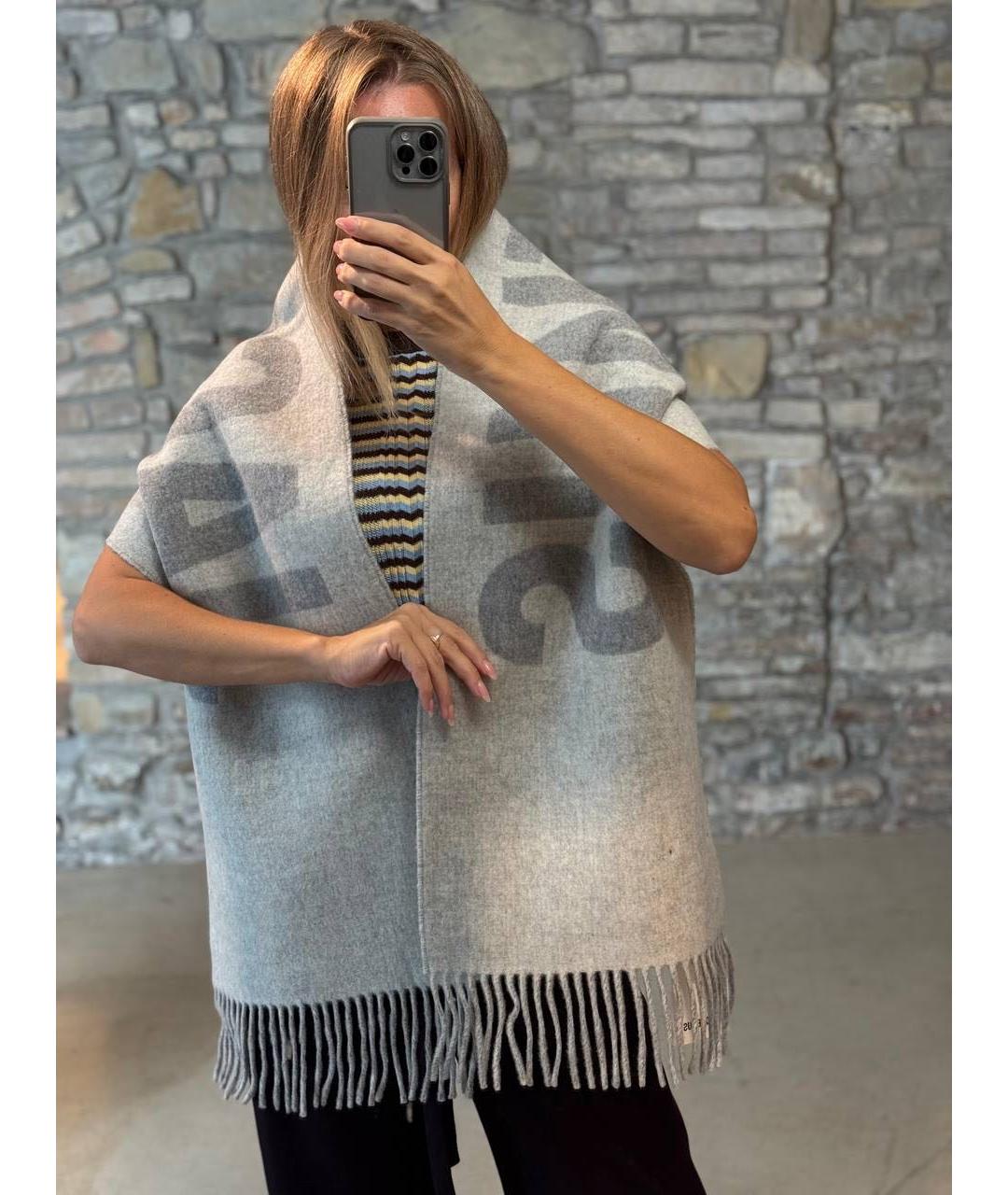 JACQUEMUS Серый шерстяной шарф, фото 4