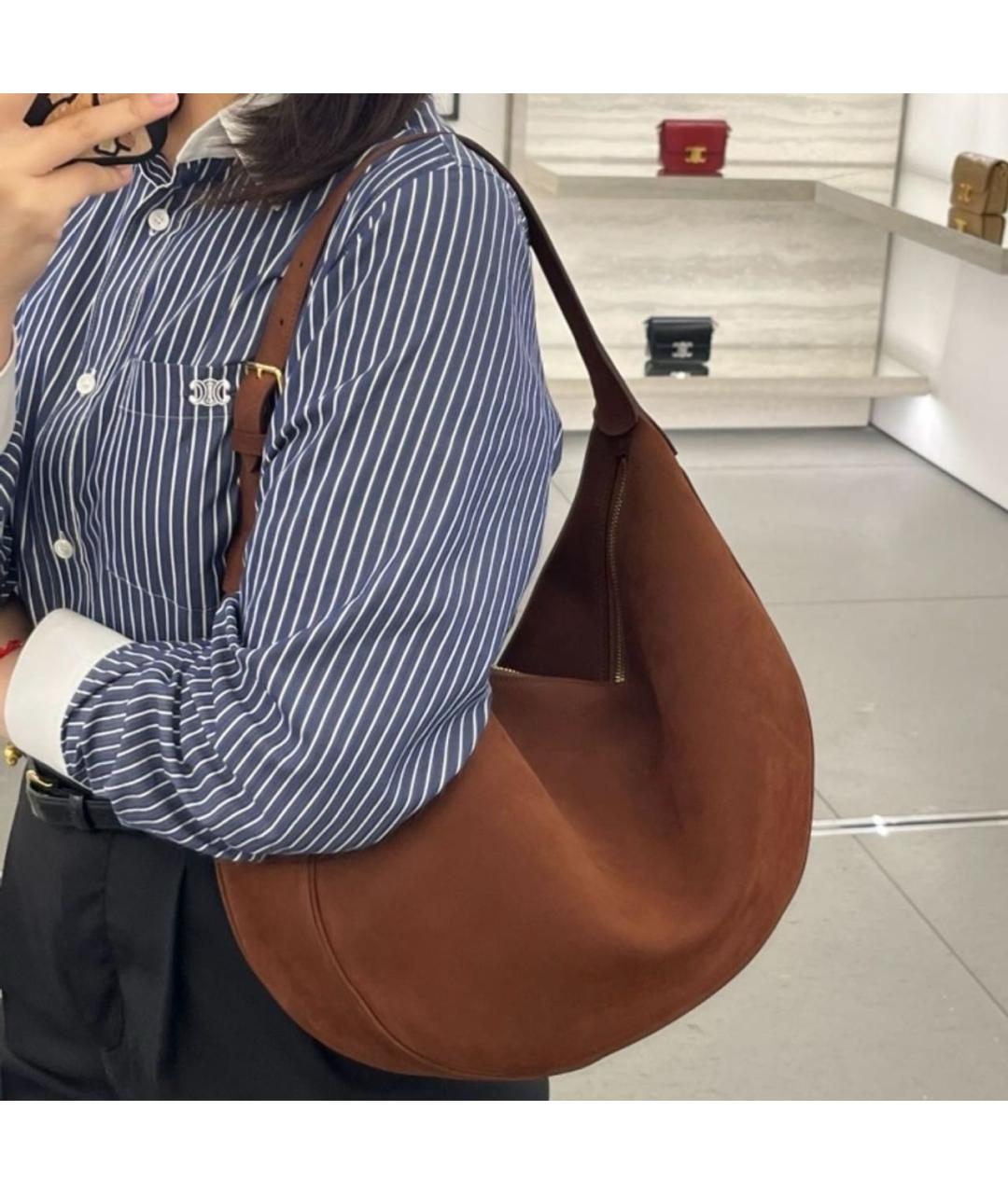 CELINE Коричневая кожаная сумка через плечо, фото 5