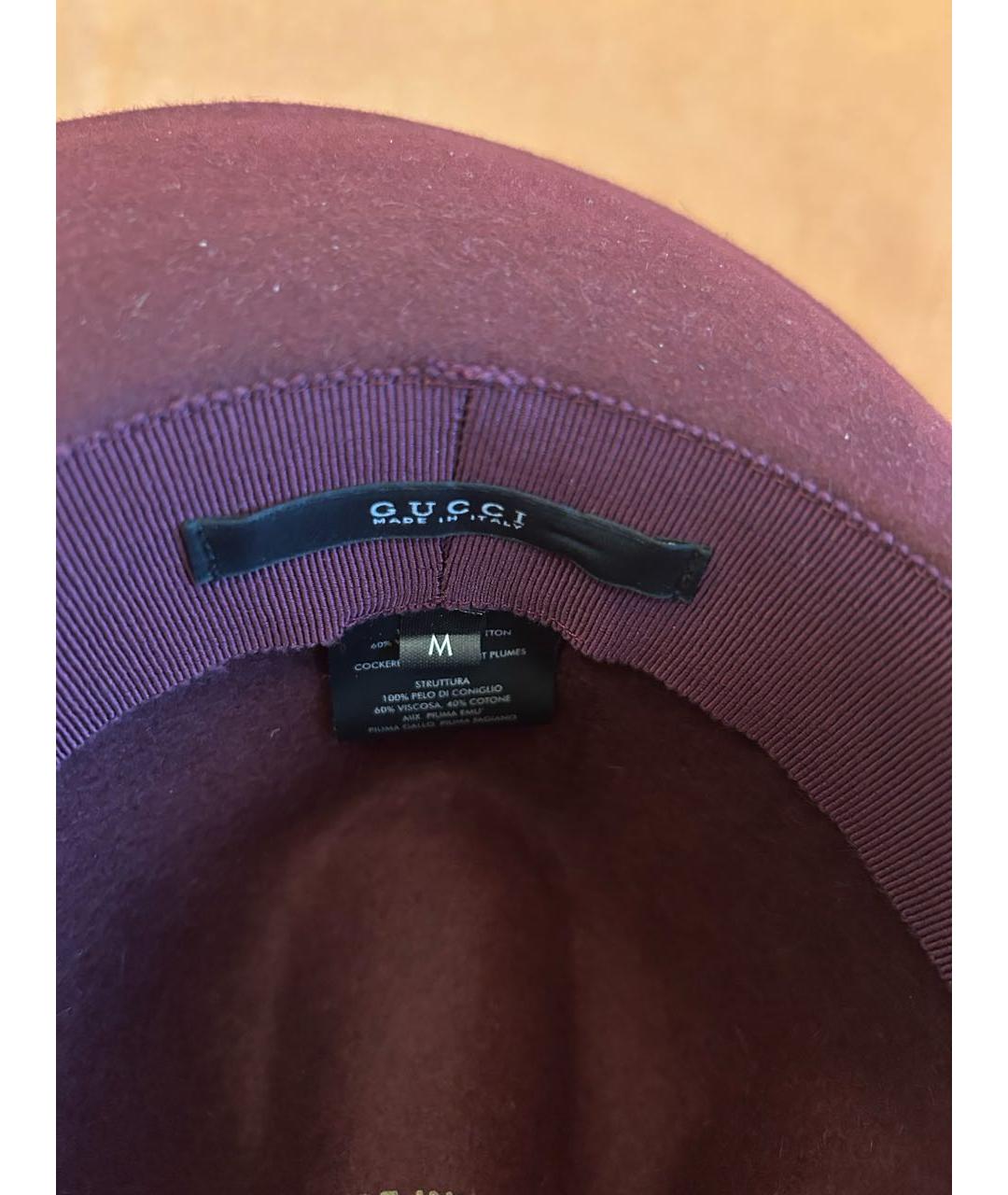 GUCCI Фиолетовая шерстяная шляпа, фото 6