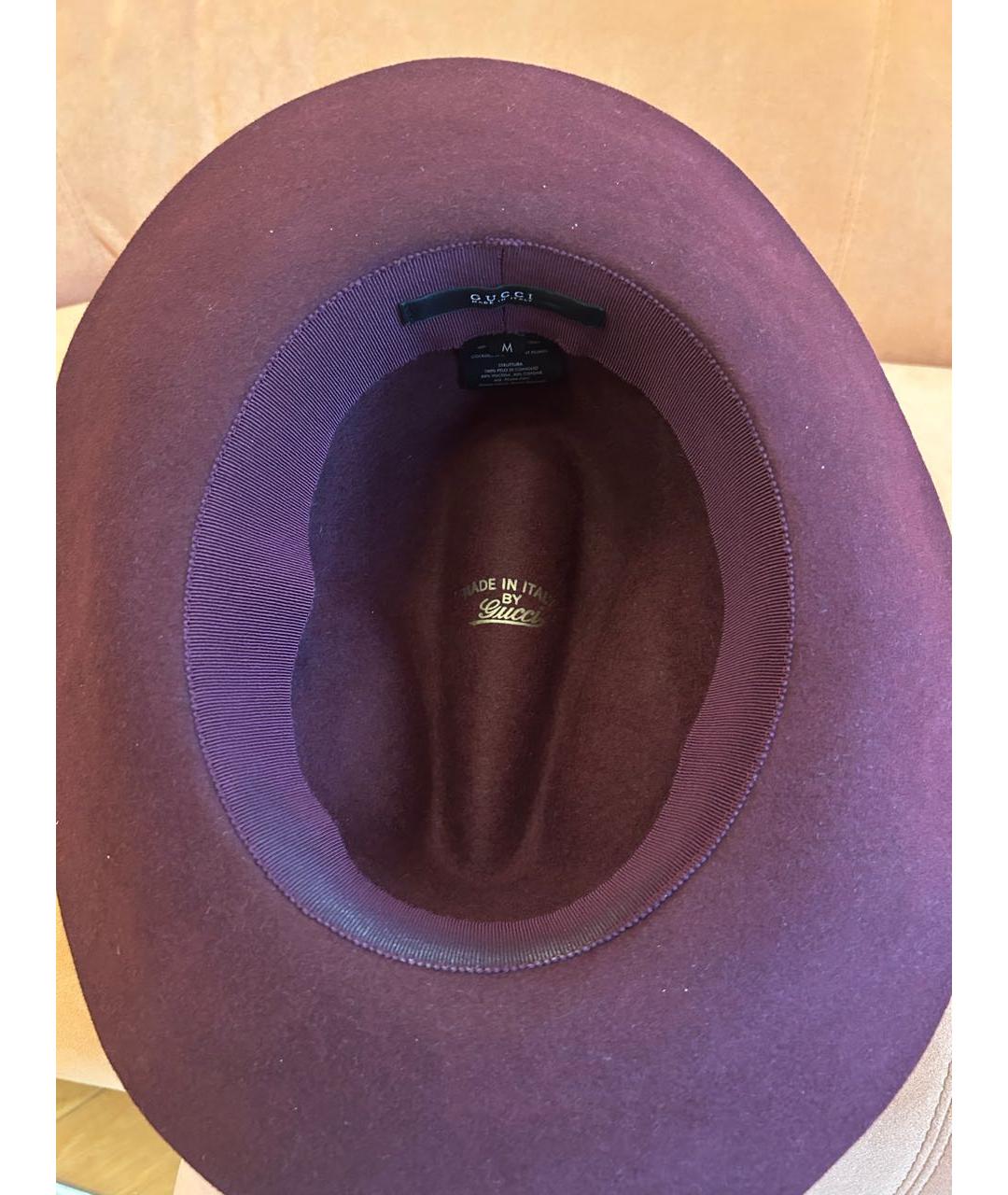 GUCCI Фиолетовая шерстяная шляпа, фото 4