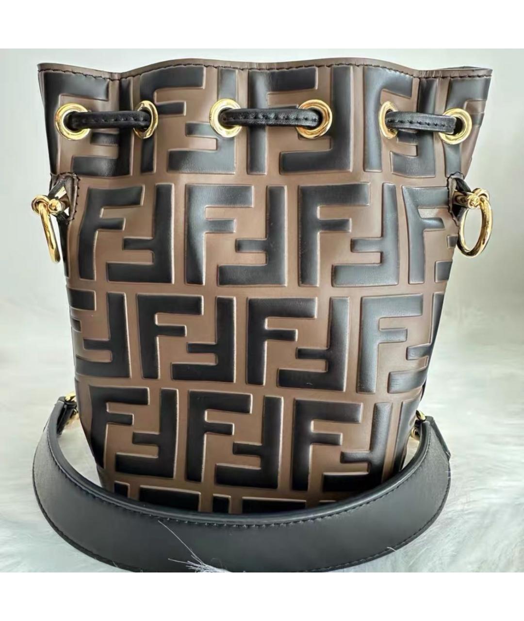 FENDI Коричневая кожаная сумка через плечо, фото 3