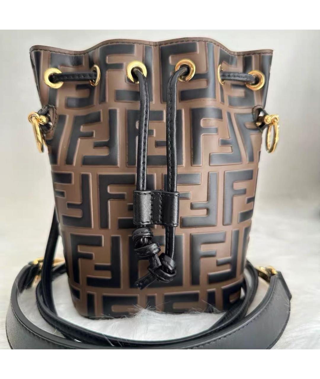 FENDI Коричневая кожаная сумка через плечо, фото 2