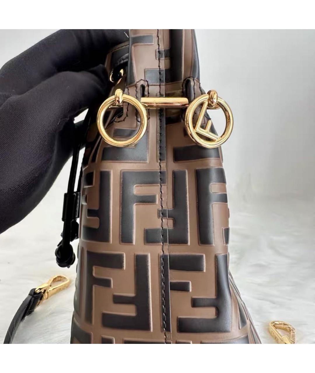 FENDI Коричневая кожаная сумка через плечо, фото 4