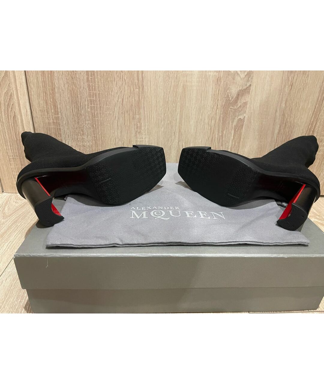 ALEXANDER MCQUEEN Черные текстильные сапоги, фото 4