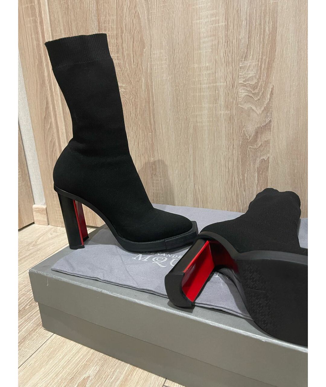 ALEXANDER MCQUEEN Черные текстильные сапоги, фото 3