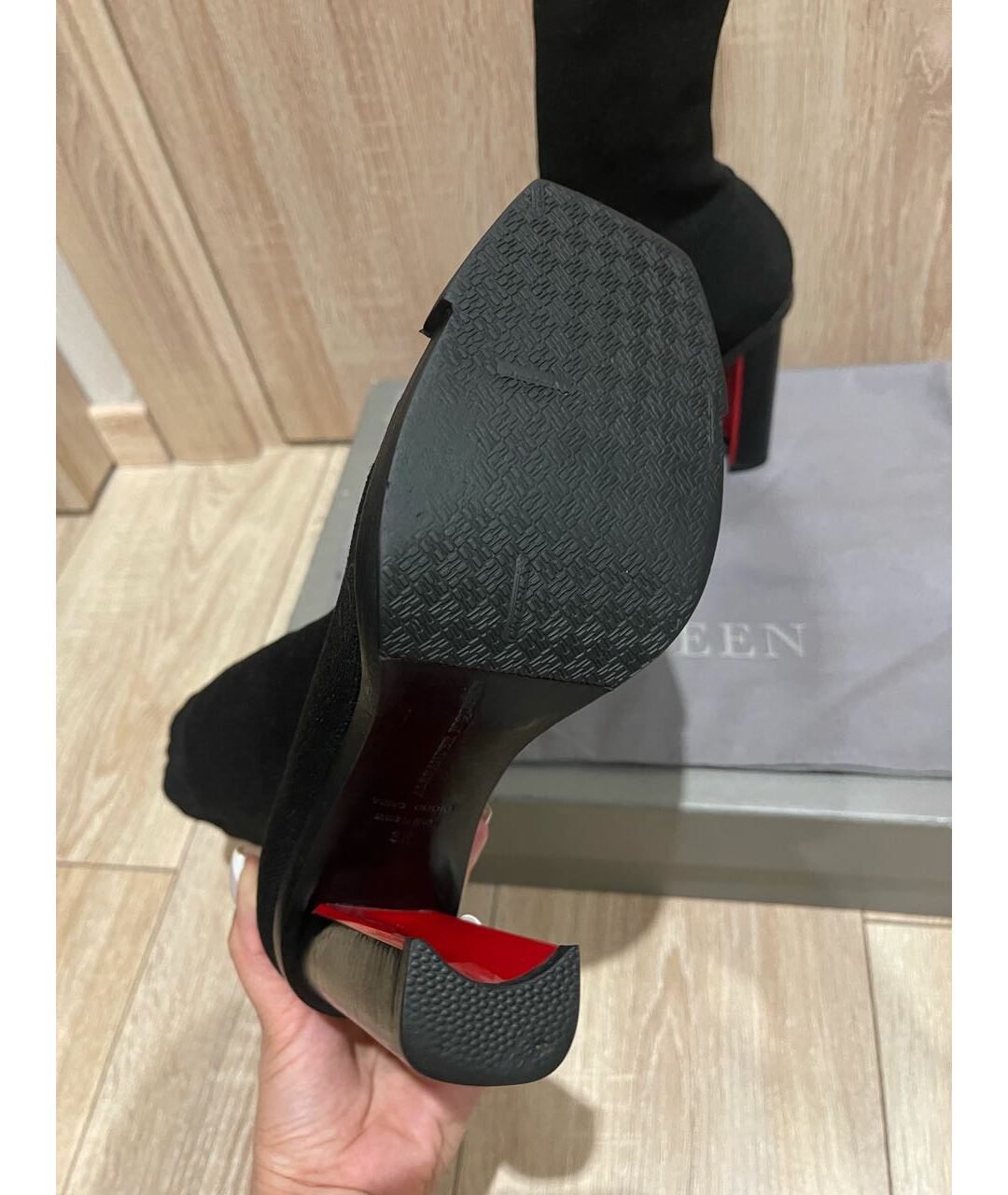 ALEXANDER MCQUEEN Черные текстильные сапоги, фото 2