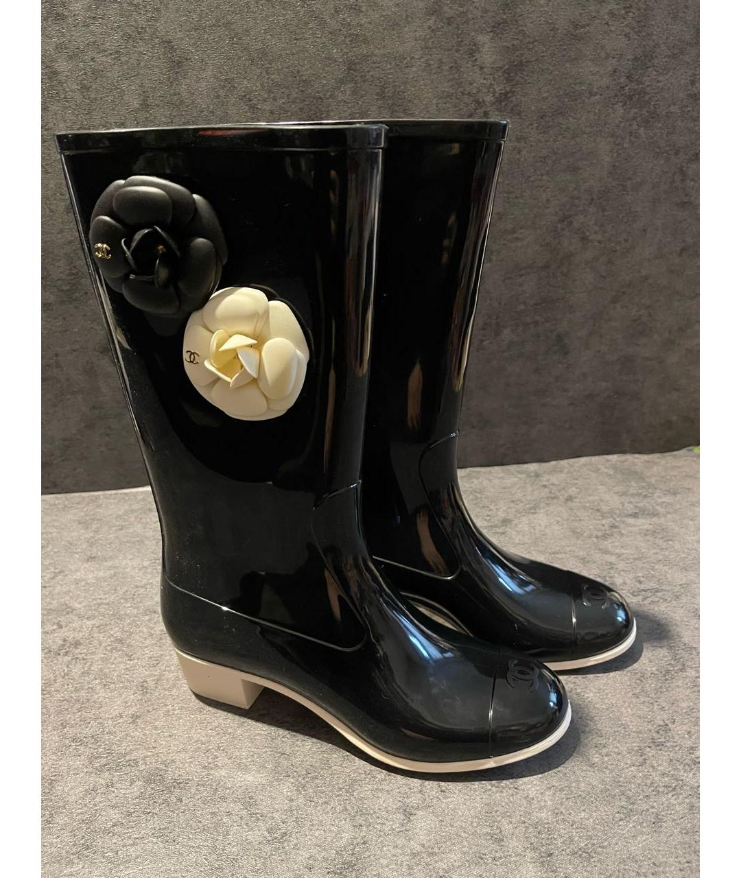 CHANEL Черные резиновые сапоги, фото 2