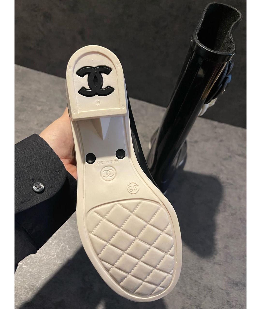 CHANEL Черные резиновые сапоги, фото 3