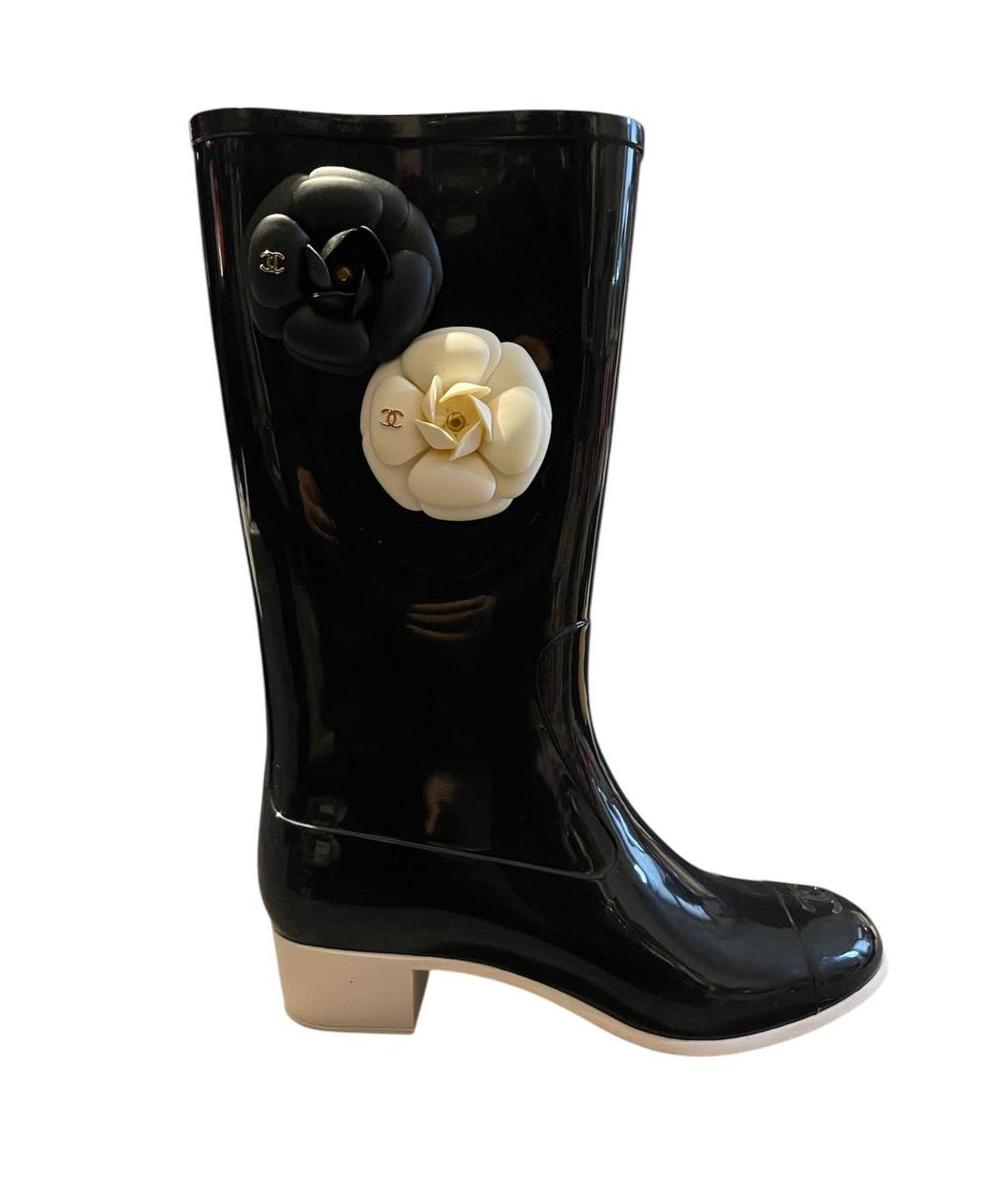 CHANEL Черные резиновые сапоги, фото 1