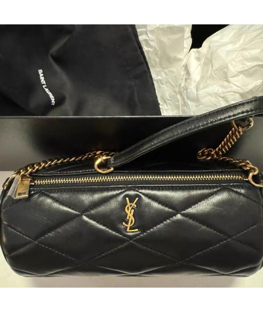 SAINT LAURENT Черная кожаная сумка через плечо, фото 2