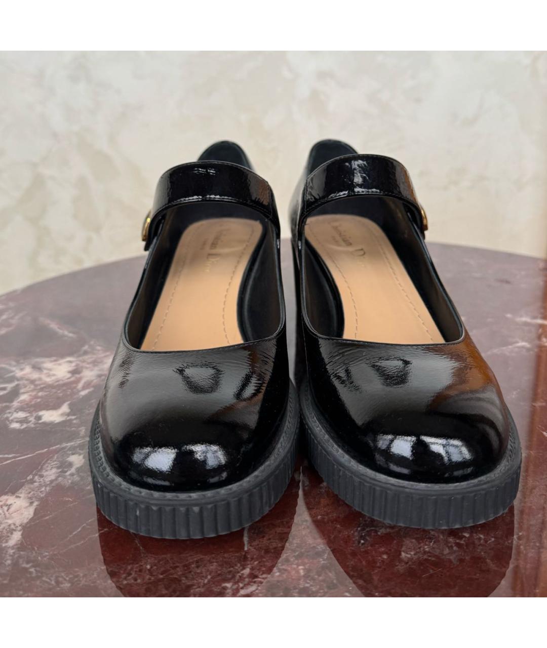 CHRISTIAN DIOR Черные кожаные лодочки на низком каблуке, фото 2