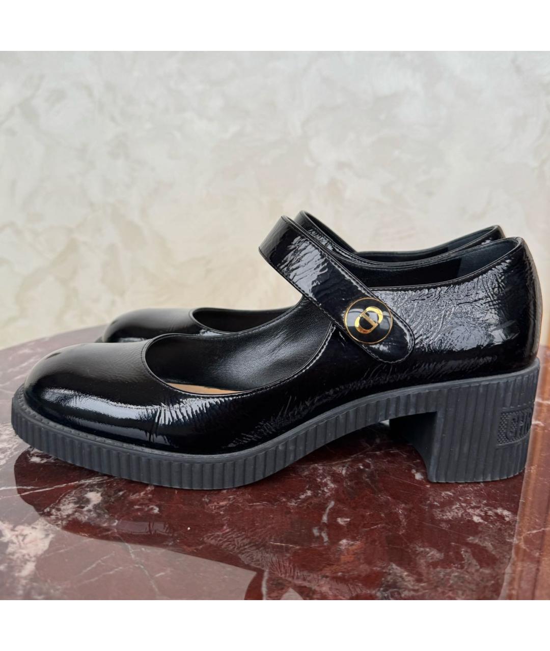 CHRISTIAN DIOR Черные кожаные лодочки на низком каблуке, фото 4