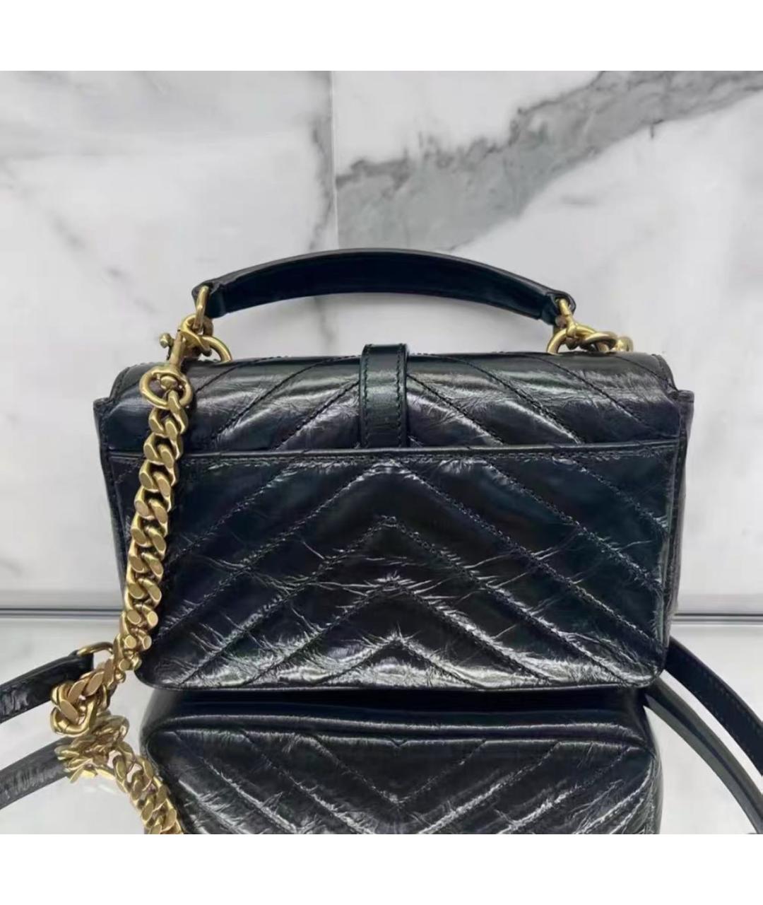 SAINT LAURENT Черная кожаная сумка через плечо, фото 3