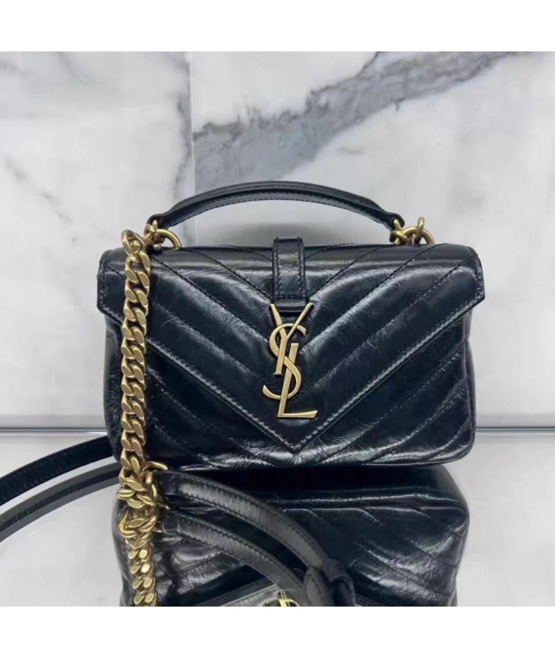 SAINT LAURENT Черная кожаная сумка через плечо, фото 2