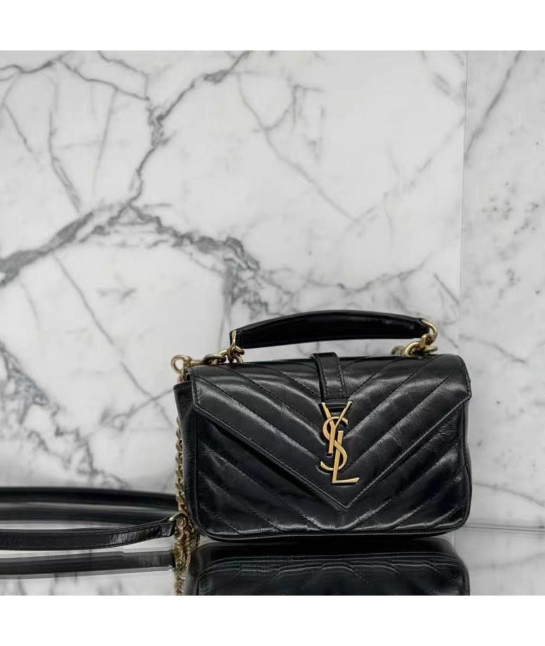 SAINT LAURENT Черная кожаная сумка через плечо, фото 4