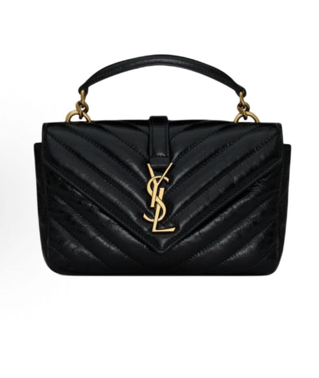 SAINT LAURENT Черная кожаная сумка через плечо, фото 1