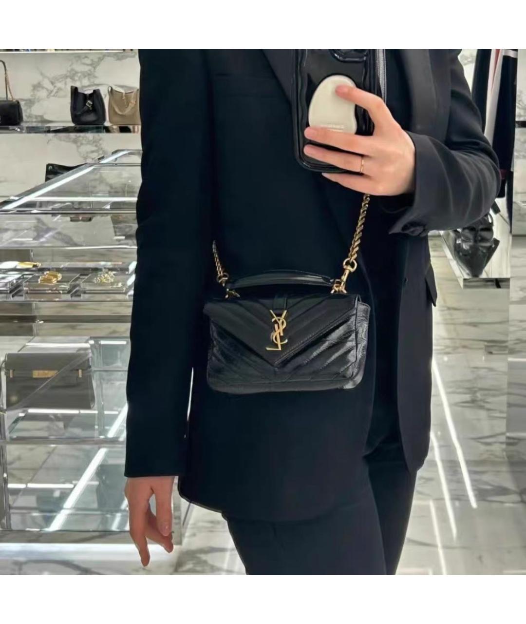 SAINT LAURENT Черная кожаная сумка через плечо, фото 7