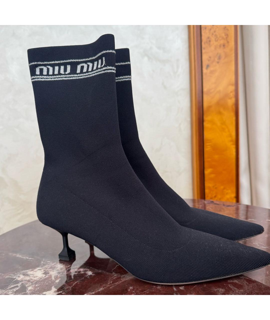 MIU MIU Черные текстильные полусапоги, фото 8