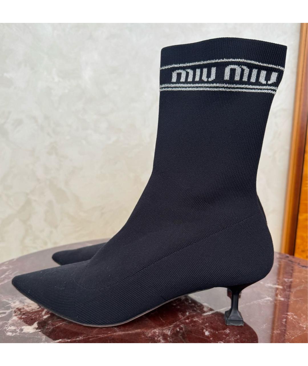 MIU MIU Черные текстильные полусапоги, фото 2