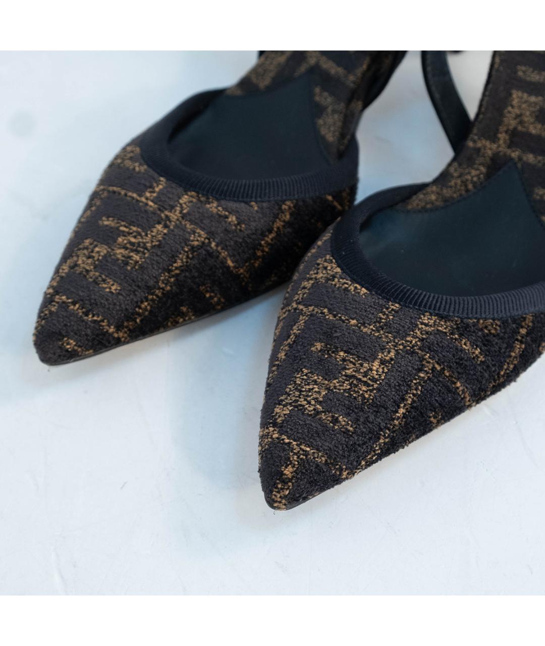 FENDI Коричневые текстильные туфли, фото 3