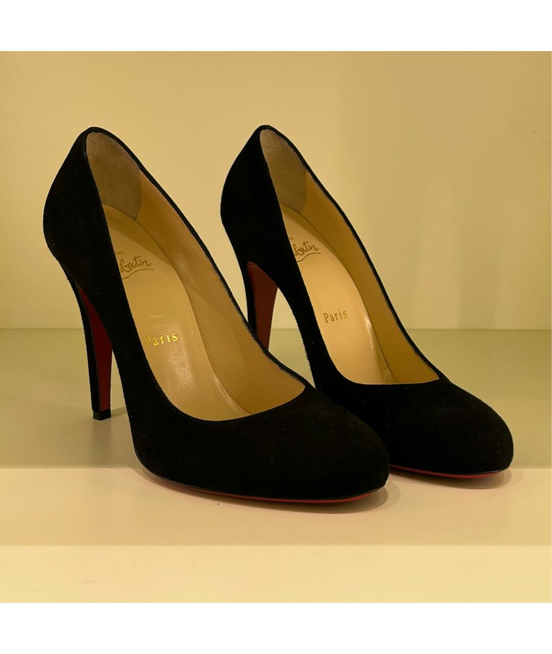 CHRISTIAN LOUBOUTIN Черные замшевые туфли, фото 5