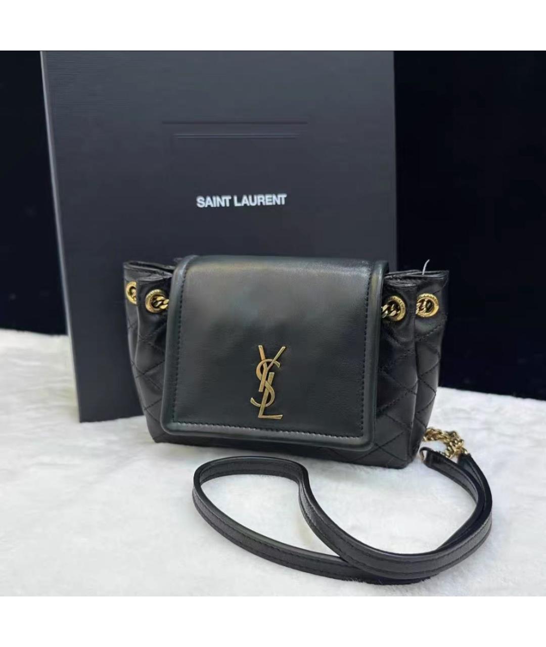 SAINT LAURENT Черная кожаная сумка через плечо, фото 4