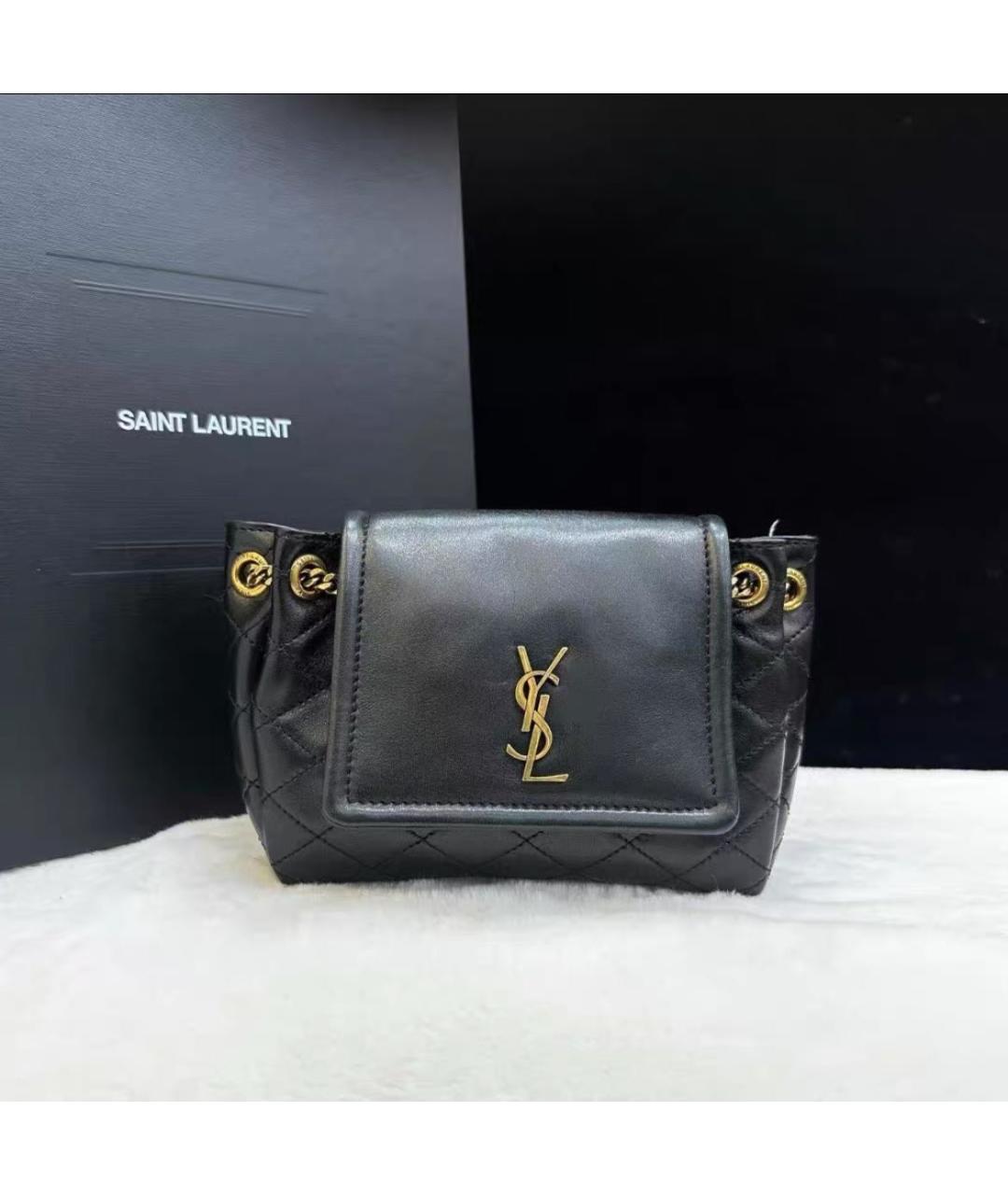 SAINT LAURENT Черная кожаная сумка через плечо, фото 3