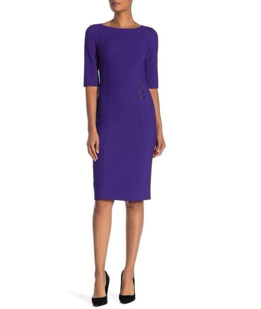 HUGO BOSS Фиолетовое полиэстеровое повседневное платье, фото 4