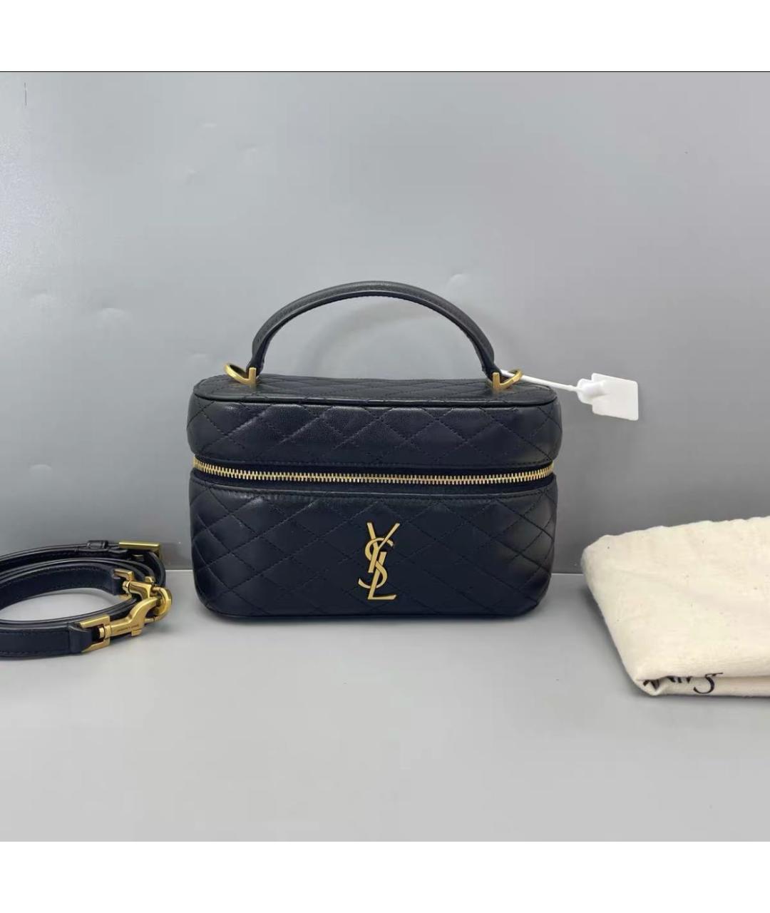 SAINT LAURENT Черная кожаная сумка через плечо, фото 2