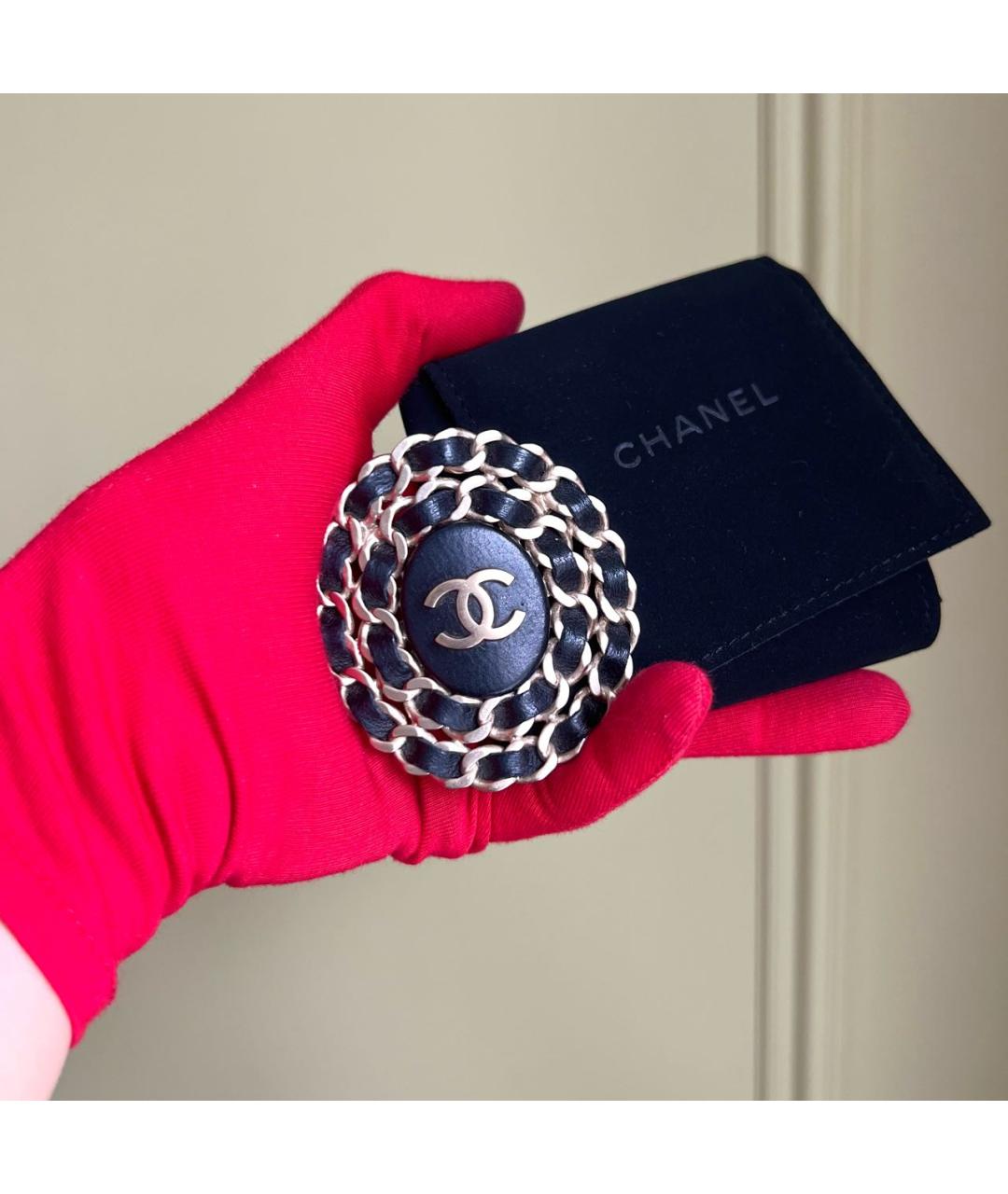CHANEL Черная металлическая булавка / брошь, фото 3