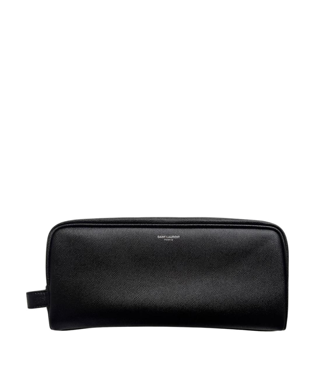 SAINT LAURENT Черная кожаная косметичка, фото 1