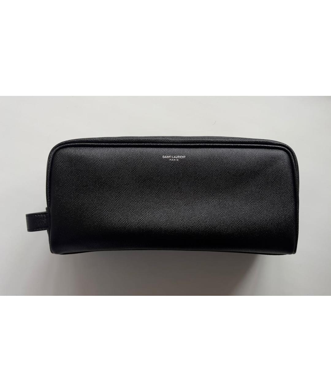 SAINT LAURENT Черная кожаная косметичка, фото 5