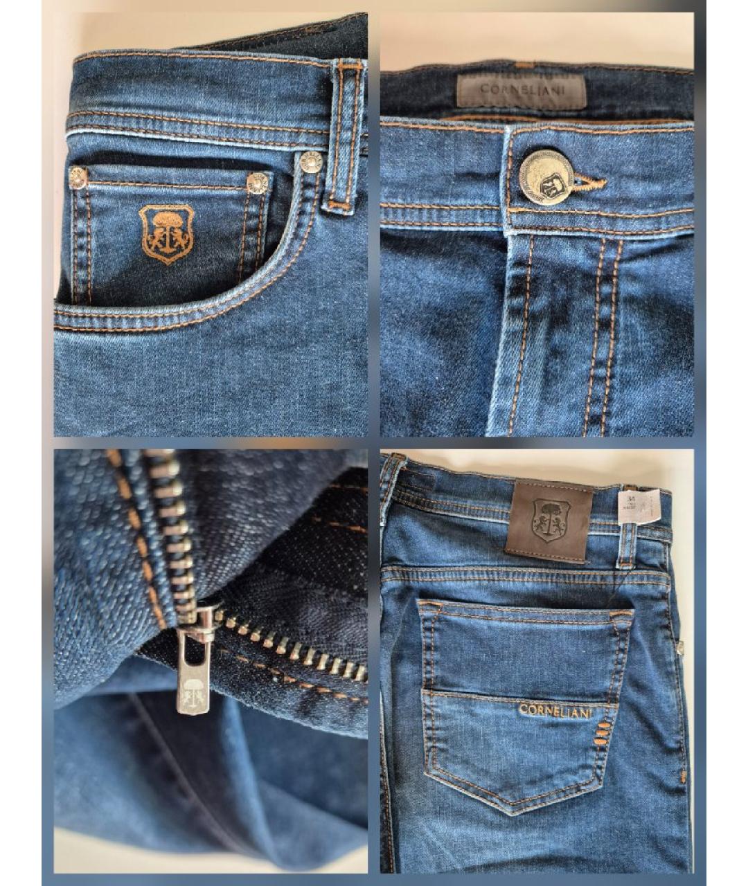 CORNELIANI Синие хлопко-эластановые джинсы скинни, фото 6