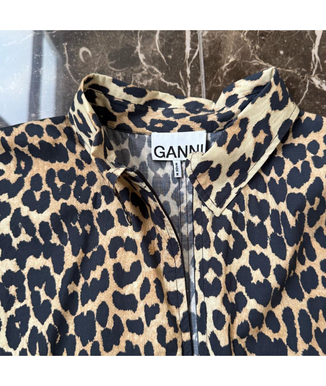 GANNI Коричневое хлопковое повседневное платье, фото 2