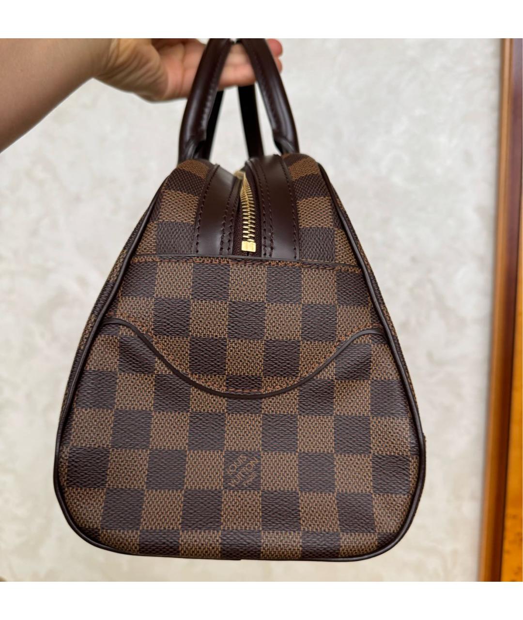 LOUIS VUITTON Коричневая кожаная сумка с короткими ручками, фото 4