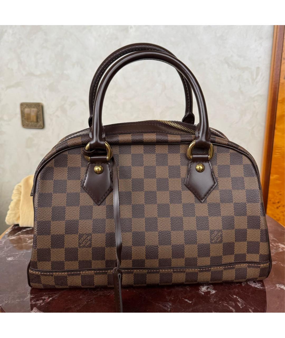 LOUIS VUITTON Коричневая кожаная сумка с короткими ручками, фото 9