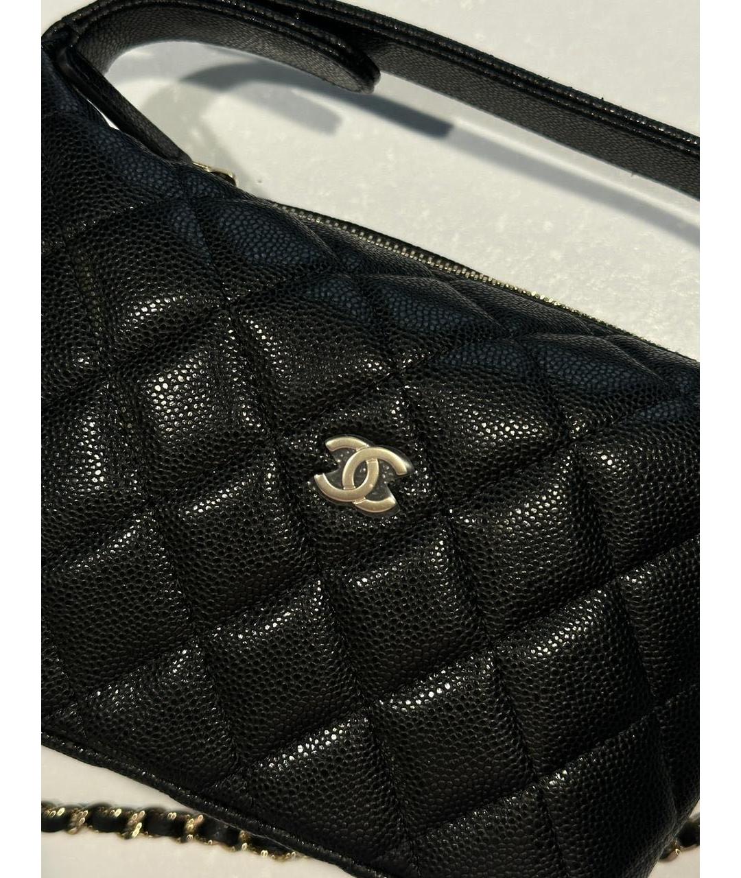 CHANEL Черная кожаная сумка с короткими ручками, фото 5